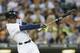 Detroit Tigers' Austin Jackson bats during the fifth inning in the second baseball game of a doubleheader against the Cleveland Indians, Saturday, July 19, 2014 in Detroit. (AP Photo/Carlos Osorio)