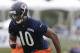 Chicago Bears wide receiver Marquess Wilson runs during NFL football training camp Friday, July 26, 2013, at Olivet Nazarene University in Bourbonnais, Ill. (AP Photo/Nam Y. Huh)