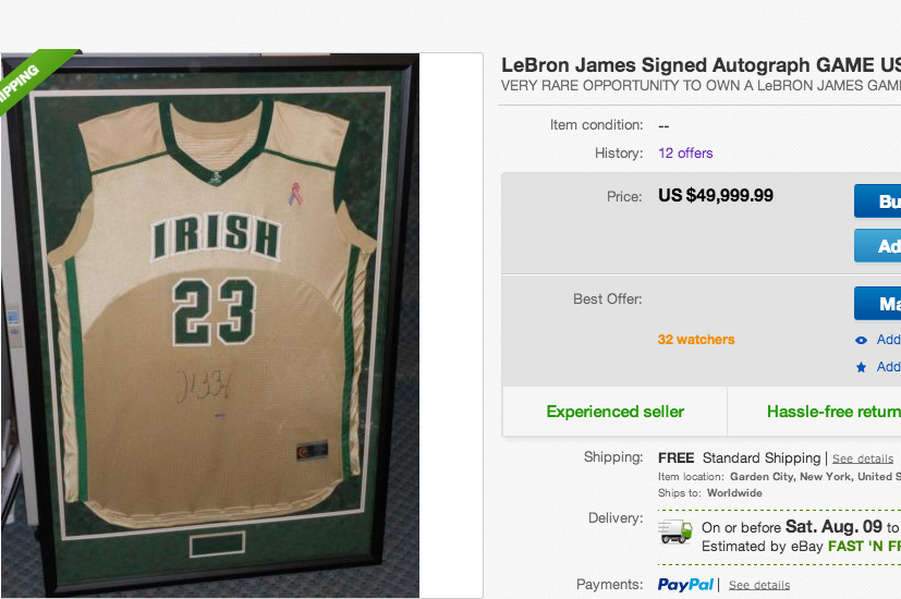 LeBron James' high school jersey up for auction