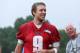 Jul 26, 2014; Philadelphia, PA, USA; Philadelphia Eagles quarterback Nick Foles (9) after practice at training camp at the Novacare Complex in Philadelphia PA. Mandatory Credit: Bill Streicher-USA TODAY Sports