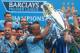 MANCHESTER, ENGLAND - MAY 11: Vincent Kompany of Manchester City lifts the Premier League trophy at the end of the Barclays Premier League match between Manchester City and West Ham United at the Etihad Stadium on May 11, 2014 in Manchester, England. (Photo by Alex Livesey/Getty Images)