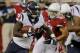Houston Texans running back Alfred Blue (44) runs against the Arizona Cardinals during the first half of an NFL preseason football game, Saturday, Aug. 9, 2014, in Glendale, Ariz. (AP Photo/Rick Scuteri)