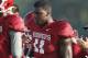 Oklahoma's Dorial Green-Beckham takes a water break during an NCAA college football team practice in Norman, Okla., Tuesday, Aug. 5. 2014. (AP Photo/Sue Ogrocki)