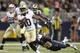 New Orleans Saints wide receiver Brandin Cooks (10) gets past St. Louis Rams cornerback Lamarcus Joyner (20) on a touchdown reception in the third quarter of a preseason NFL football game Friday, Aug. 8, 2014, in St. Louis. (AP Photo/L.G. Patterson)