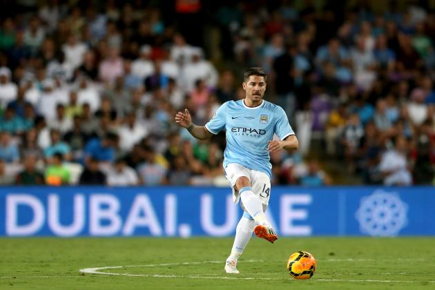 AL AIN, UNITED ARAB EMIRATES - MAY 15: Javi Garcia of Manchester City in action during the friendly match between Al Ain and Manchester City at Hazza bin Zayed Stadium on May 15, 2014 in Al Ain, United Arab Emirates. (Photo by Warren Little/Getty Images)