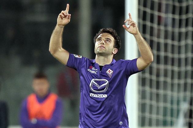 FLORENCE, ITALY - MAY 18: Giuseppe Rossi of ACF Fiorentina celebrates after scoring a goal during the Serie A match between ACF Fiorentina and Torino FC at Stadio Artemio Franchi on May 18, 2014 in Florence, Italy.  (Photo by Gabriele Maltinti/Getty Images)