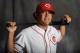 GOODYEAR, AZ - FEBRUARY 25: Kristopher Negron #67 of the Cincinnati Reds poses for a portrait during a photo day at Goodyear Ballpark on February 25, 2012 in Goodyear, Arizona. (Photo by Rich Pilling/Getty Images)