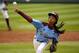 Philadelphia' Mo'ne Davis delivers in the first inning against Nashville, Tenn. during a baseball game in United States pool play at the Little League World Series tournament in South Williamsport, Pa., Friday, Aug. 15, 2014. (AP Photo/Gene J. Puskar)