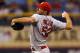 St. Louis Cardinals starting pitcher Michael Wacha throws during the first inning of a baseball game against the Tampa Bay Rays Wednesday, June 11, 2014, in St. Petersburg, Fla. (AP Photo/Mike Carlson)
