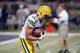 Green Bay Packers wide receiver Jeff Janis warms up before the start of an NFL preseason football game between the St. Louis Rams and the Green Bay Packers Saturday, Aug. 16, 2014, in St. Louis. (AP Photo/Scott Kane)