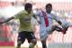 Morelia's Armando Zamorano, right, fights for the ball with America's Rubens Sambueza during a Mexican soccer league match in Mexico City, Saturday, Aug. 16, 2014. (AP Photo/Christian Palma)