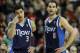 Dallas Mavericks guard Jose Calderon, right, and guard Shane Larkin look to teammates during the second half of an NBA basketball game against the Chicago Bulls in Chicago on Saturday, Dec. 28, 2013. The Mavericks won 105-83. (AP Photo/Nam Y. Huh)
