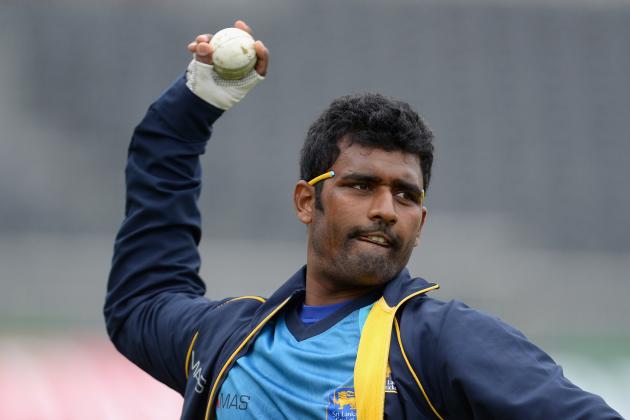 MANCHESTER, ENGLAND - MAY 27:  Thisara Perera of Sri Lanka takes part in a fielding drill during a nets session at Old Trafford on May 27, 2014 in Manchester, England.  (Photo by Gareth Copley/Getty Images)