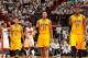MIAMI, FL - MAY 22: Indiana Pacers players, from left, George Hill #3, David West #21, and Roy Hibbert #55 wait to resume play against the Miami Heat in Game One of the Eastern Conference Finals during the 2013 NBA Playoffs on May 22, 2013 at American Airlines Arena in Miami, Florida. NOTE TO USER: User expressly acknowledges and agrees that, by downloading and/or using this photograph, user is consenting to the terms and conditions of the Getty Images License Agreement. Mandatory copyright notice: Copyright NBAE 2013 (Photo by Issac Baldizon/NBAE via Getty Images)