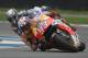 Marc Marquez, of Spain, leads Jorge Lorenzo, of Spain, on his way to winning the Indianapolis Moto GP motorcycle race at the Indianapolis Motor Speedway in Indianapolis, Sunday, Aug. 10, 2014. (AP Photo/Michael Conroy)