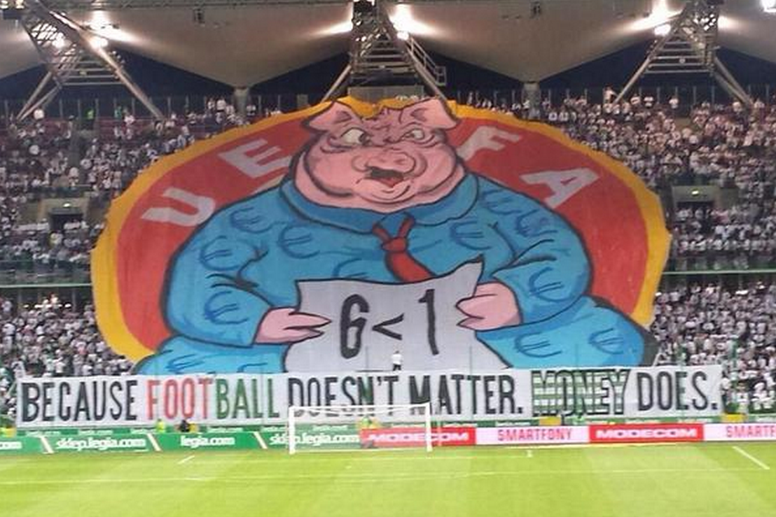 Legia Warsaw Fans Unveil Giant Anti-UEFA Tifo During Their Europa