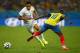 RIO DE JANEIRO, BRAZIL - JUNE 25: Loic Remy of France competes for the ball with Walter Ayovi of Ecuador during the 2014 FIFA World Cup Brazil Group E match between Ecuador and France at Maracana on June 25, 2014 in Rio de Janeiro, Brazil. (Photo by Clive Rose/Getty Images)
