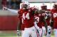 Nov 16, 2013; Lincoln, NE, USA; Nebraska Cornhuskers defender Randy Gregory (44) celebrates after a quarterback sack against the Michigan State Spartans in the second quarter at Memorial Stadium. Mandatory Credit: Bruce Thorson-USA TODAY Sports