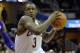 Feb 11, 2014; Cleveland, OH, USA; Cleveland Cavaliers shooting guard Dion Waiters (3) drives against Sacramento Kings shooting guard Ben McLemore (16) in the fourth quarter at Quicken Loans Arena. Mandatory Credit: David Richard-USA TODAY Sports