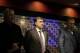 Gerardo Martino, center, newly-named head coach for the Argentina national soccer team, stands during a minute of silence to pay tribute to the late Julio Grondona, former president of the Argentine Football Association, before a news conference in Buenos Aires, Argentina, Thursday, Aug. 14, 2014. (AP Photo/Victor R. Caivano)