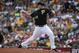 Pittsburgh Pirates starting pitcher Vance Worley (46) delivers during the first inning of a baseball game against the Cincinnati Reds in Pittsburgh Saturday, Aug. 30, 2014. (AP Photo/Gene J. Puskar)