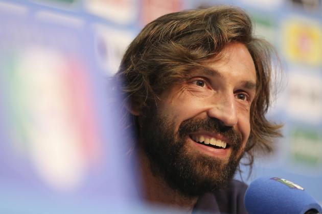 Italy's Andrea Pirlo smiles during a press conference at the Casa Azzurri in Mangaratiba, Brazil, Wednesday, June 11, 2014. Italy will play in group D of the Brazil 2014 soccer World Cup. (AP Photo/Antonio Calanni)