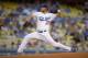 Los Angeles Dodgers starting pitcher Clayton Kershaw throws to the plate during the first inning of a baseball game against the San Diego Padres, Thursday, Aug. 21, 2014, in Los Angeles. (AP Photo/Mark J. Terrill)