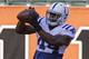 Indianapolis Colts running back Ahmad Bradshaw warms up prior to an NFL preseason football game against the Cincinnati Bengals, Thursday, Aug. 28, 2014, in Cincinnati. (AP Photo/Al Behrman)