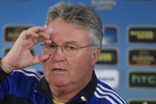 FILE - In this Wednesday March 6, 2013 file photo, Anzhi's head coach Guus Hiddink speaks during a news conference, at Luzhniki stadium in Moscow, Russia. Guus Hiddink will take over as Netherlands coach after the World Cup, when Louis van Gaal is stepping down, the country's football association announced on Friday March 28, 2014. (AP Photo/Ivan Sekretarev, File)
