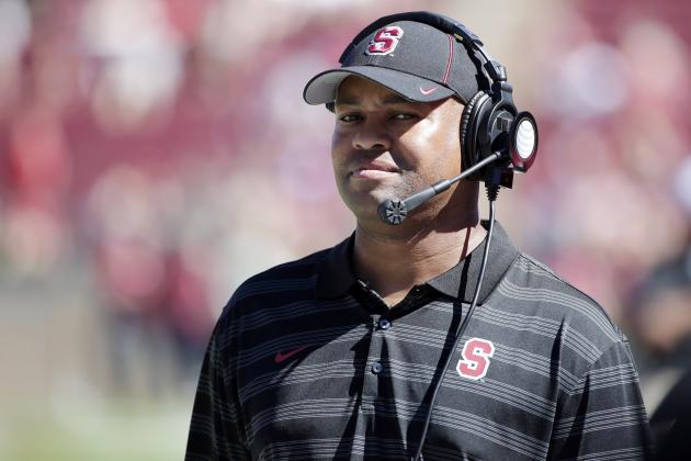 Stanford head coach David Shaw during an NCAA college football game against UC Davis on Saturday, Aug. 30, 2014, in Stanford, Calif. (AP Photo/Marcio Jose Sanchez)