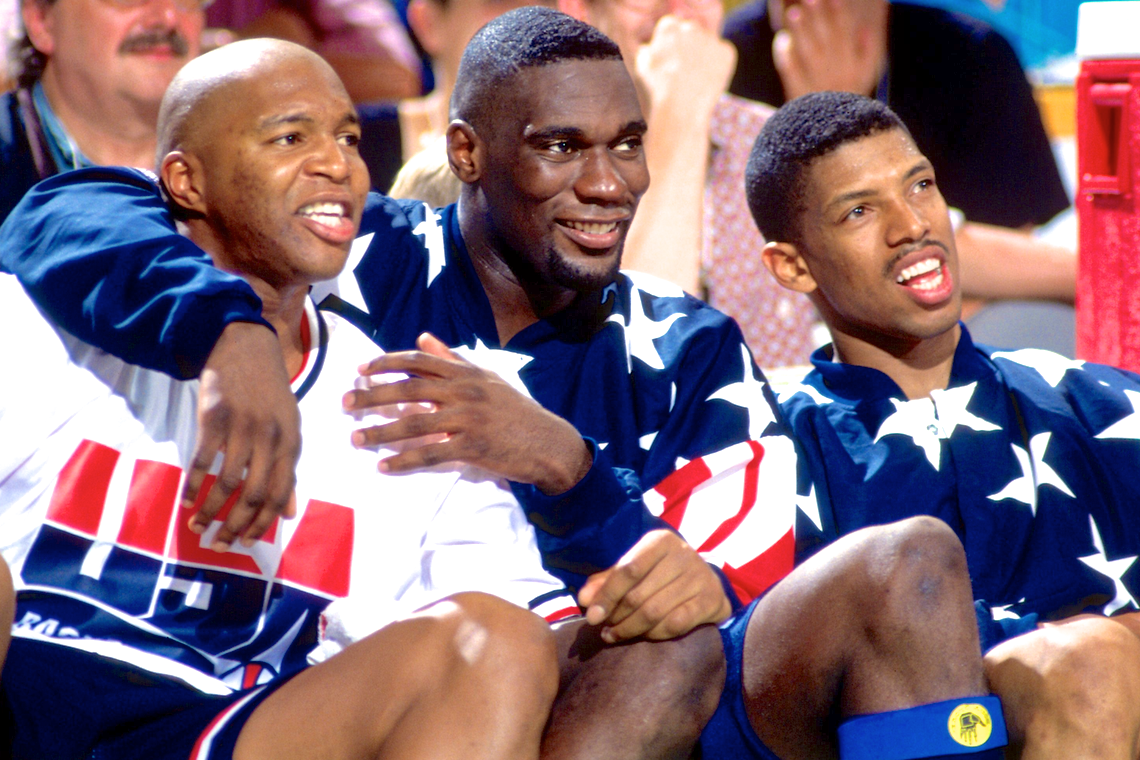 22 Jul 1996: Center Shaquille O''Neal of the Dream Team backs into