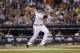 Detroit Tigers' Miguel Cabrera bats during the seventh inning of a baseball game against the Kansas City Royals in Detroit, Tuesday, Sept. 9, 2014. (AP Photo/Carlos Osorio)