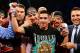 LAS VEGAS, NV - SEPTEMBER 13: Leo Santa Cruz celebrates after a second round TKO victory of Manuel Roman during their WBC super bantamweight title fight at the MGM Grand Garden Arena on September 13, 2014 in Las Vegas, Nevada. (Photo by Al Bello/Getty Images)