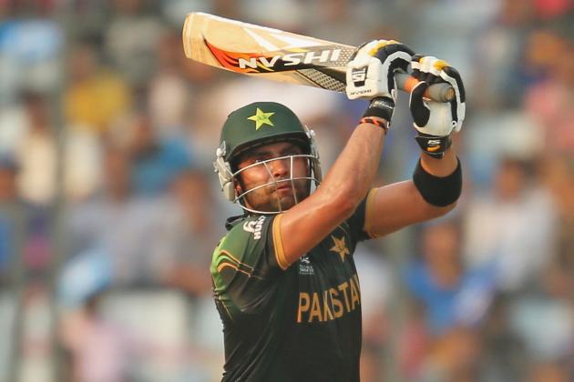 DHAKA, BANGLADESH - MARCH 23:  Umar Akmal of Pakistan bats during the ICC World Twenty20 Bangladesh 2014 match between Australia and Pakistan at Sher-e-Bangla Mirpur Stadium on March 23, 2014 in Dhaka, Bangladesh.  (Photo by Scott Barbour/Getty Images)