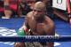 LAS VEGAS, NV - SEPTEMBER 13: Floyd Mayweather Jr. gets up from the canvas after being pushed down by Marcos Maidana in the 10th round of their WBC/WBA welterweight title fight at the MGM Grand Garden Arena on September 13, 2014 in Las Vegas, Nevada. Maidana lost a point for the act. Mayweather Jr. won by unanimous decision. (Photo by Ethan Miller/Getty Images)
