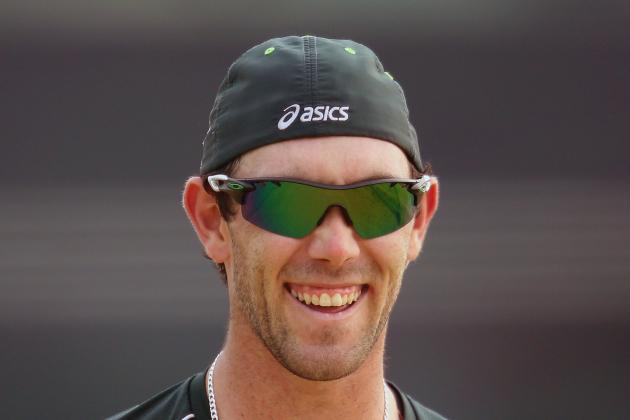 NARAYANGANJ, BANGLADESH - MARCH 26:  Glenn Maxwell of Australia looks on during an Australian ICC World Twenty20 Bangladesh 2014 training session at Khan Saheb Osman Ali Stadium on March 26, 2014 in Narayanganj, Bangladesh.  (Photo by Scott Barbour/Getty Images)