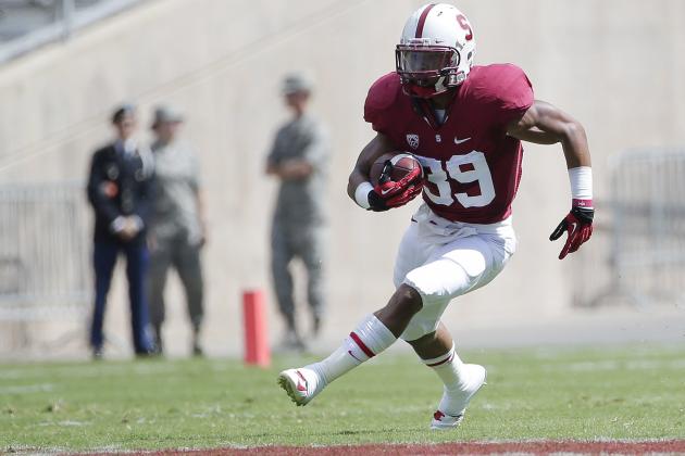Stanford running back Kelsey Young during an NCAA college football game against Army on Saturday, Sept. 13, 2014, in Stanford, Calif. (AP Photo/Marcio Jose Sanchez)