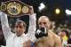 Defending German WBO super middleweight world champion Arthur Abraham, right, waits for the beginning of the title bout against his challenger, fellow countryman Robert Stieglitz, for Abraham's WBO super middleweight title in Magdeburg, Germany, Sunday, March 24, 2013. Stieglitz won by technical knockout. (AP Photo/Gero Breloer)