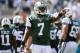 EAST RUTHERFORD, NJ - SEPTEMBER 28: Geno Smith #7 of the New York Jets reacts during their game against the Detroit Lions at MetLife Stadium on September 28, 2014 in East Rutherford, New Jersey. (Photo by Ron Antonelli/Getty Images)