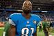 Sep 21, 2014; Detroit, MI, USA; Detroit Lions wide receiver Calvin Johnson (81) after the game against the Green Bay Packers at Ford Field. Detroit won 19-7. Mandatory Credit: Tim Fuller-USA TODAY Sports
