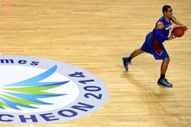 INCHEON, SOUTH KOREA - SEPTEMBER 25:  Lewis Alfred Tenorio of the Philippines in action during the Basketball Mens Preliminary round match between Iran and the Philippines during day five of the 2014 Asian Games at Hwaseong Sports Complex Gymnasium on September 25, 2014 in Incheon, South Korea.  (Photo by Stanley Chou/Getty Images)