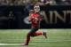 NEW ORLEANS, LA - OCTOBER 05: Vincent Jackson #83 of the Tampa Bay Buccaneers catches a pass during the fourth quarter of a game against the New Orleans Saints at the Mercedes-Benz Superdome on October 5, 2014 in New Orleans, Louisiana. (Photo by Chris Graythen/Getty Images)