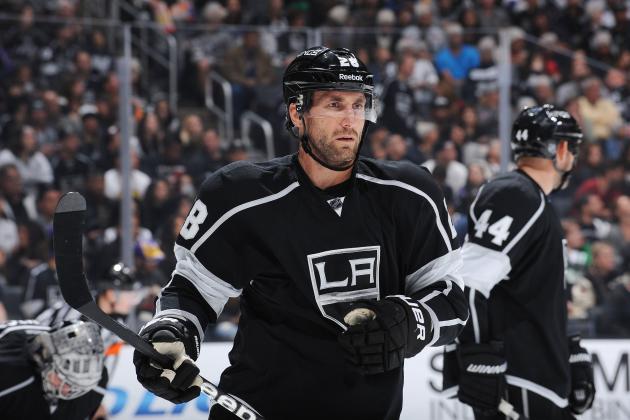LOS ANGELES, CA - OCTOBER 19: Jarret Stoll #28 of the Los Angeles Kings looks on during a game against the Minnesota Wild  at STAPLES Center on October 19, 2014 in Los Angeles, California. (Photo by Juan Ocampo/NHLI via Getty Images)