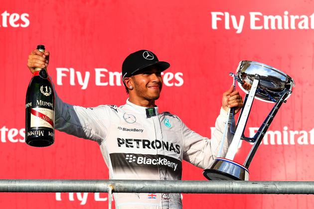 AUSTIN, TX - NOVEMBER 02:  Lewis Hamilton of Great Britain and Mercedes GP celebrates on the podium following his victory in the United States Formula One Grand Prix at Circuit of The Americas on November 2, 2014 in Austin, United States.  (Photo by Mark Thompson/Getty Images)