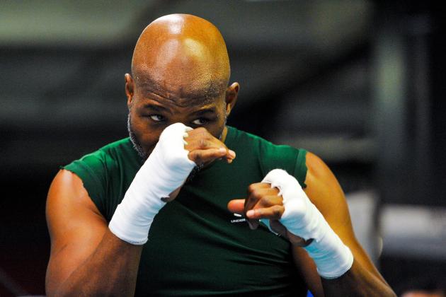 NEW YORK, NY - NOVEMBER 04:  Bernard Hopkins looks on during a workout for an upcoming fight against Sergey Kovalev at Gleason's Gym on November 4, 2014 in the Brooklyn borough of New York City.  (Photo by Alex Goodlett/Getty Images)