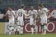 Tottenham Hotspur's Andros Townsend, center, is congratulated by his teammates after scoring a penalty during the Europa League group C soccer match between Asteras Tripolis and Tottenham at the Theodoros Kolokotronis stadium stadium in Tripolis, Greece, Thursday, Nov. 6, 2014. (AP Photo/Petros Giannakouris)