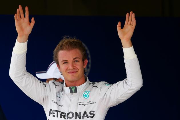 SAO PAULO, BRAZIL - NOVEMBER 08:  Nico Rosberg of Germany and Mercedes GP celebrates after claiming pole position during qualifying for the Brazilian Formula One Grand Prix at Autodromo Jose Carlos Pace on November 8, 2014 in Sao Paulo, Brazil.  (Photo by Mark Thompson/Getty Images)