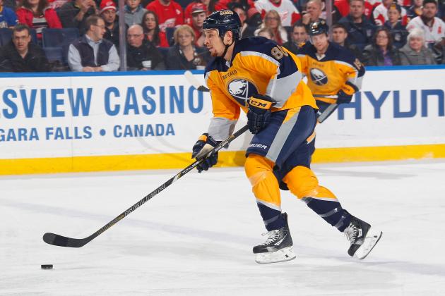 BUFFALO, NY - APRIL 08:  Chris Stewart #80 of the Buffalo Sabres skates against the Detroit Red Wings on April 8, 2014 at the First Niagara Center in Buffalo, New York.  (Photo by Bill Wippert/NHLI via Getty Images)