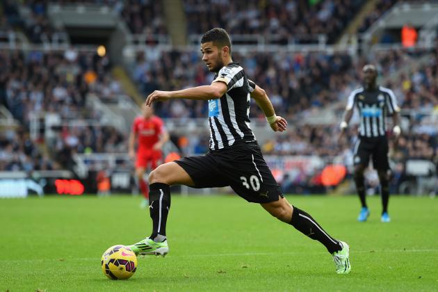 NEWCASTLE UPON TYNE, ENGLAND - NOVEMBER 01:  Newcastle player Mehdi Abeid in action during the Barclays Premier League match between Newcastle United and Liverpool at St James' Park on November 1, 2014 in Newcastle upon Tyne, England.  (Photo by Stu Forster/Getty Images)