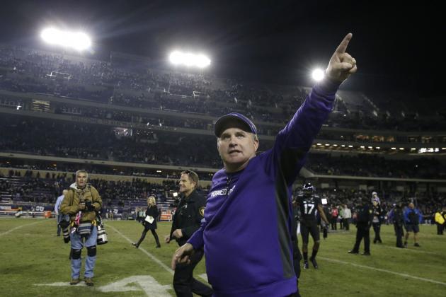TCU head coach Gary Patterson points to fans as he runs off the field after an NCAA college football game against Kansas State Saturday, Nov. 8, 2014, in Fort Worth, Texas. TCU won 41-20. (AP Photo/LM Otero)